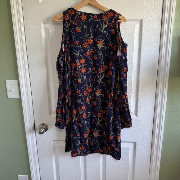 Heartloom Womens Cold Shoulder Long Sleeve Navy Dress Floral Print Size Large - Picture 4 of 11